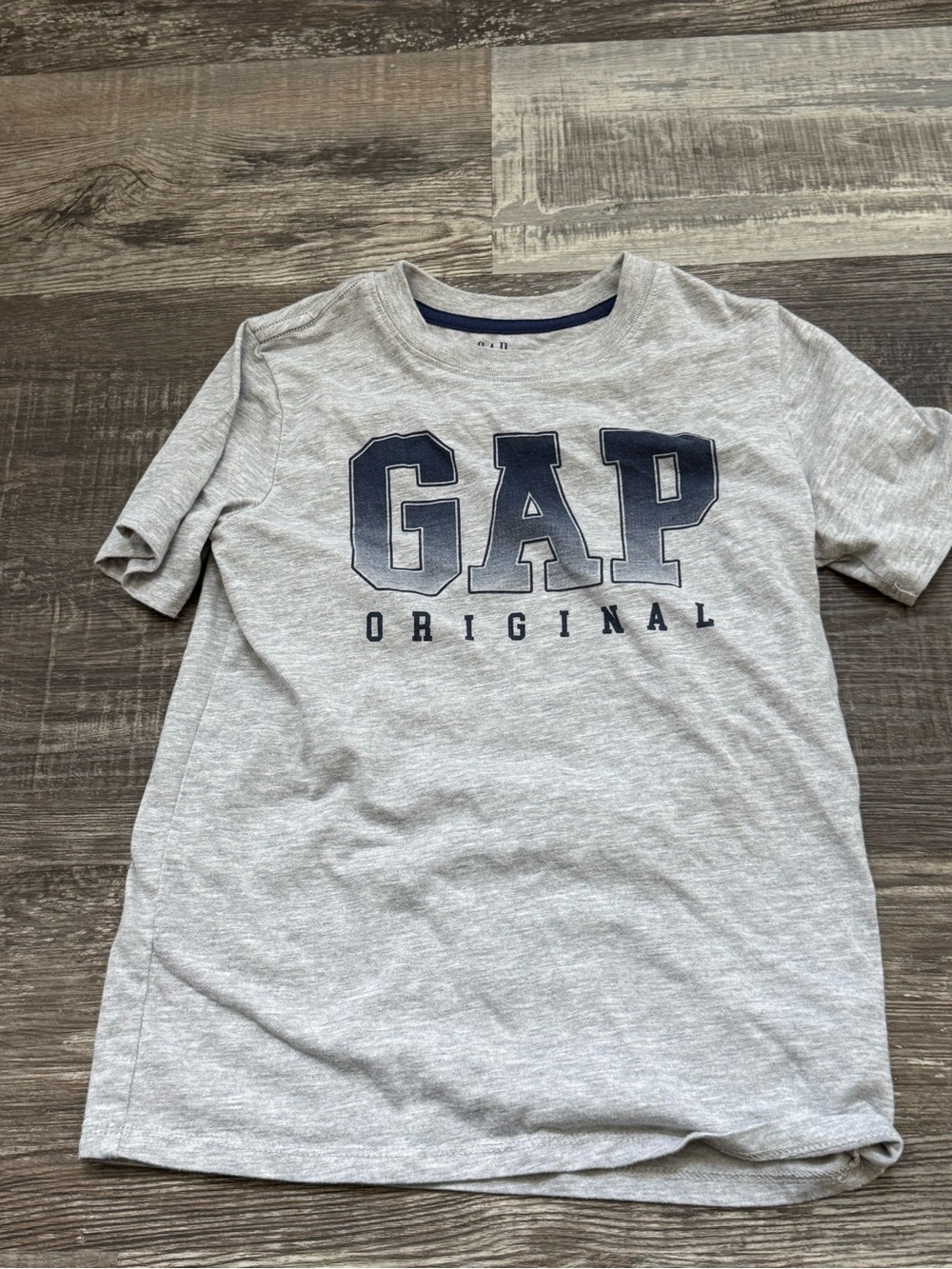 GAP Light Gray Tee with Navy Logo